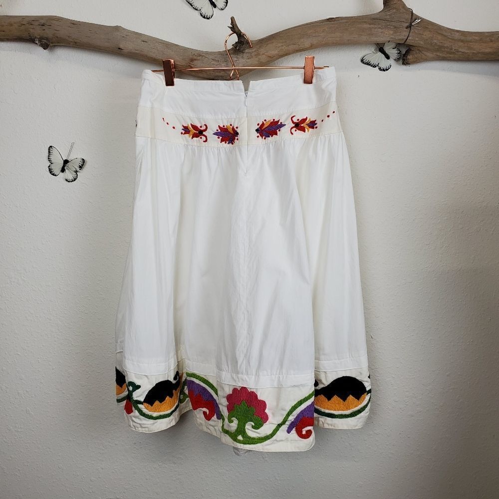 Etro Milano gathered embroidered tie flared skirt